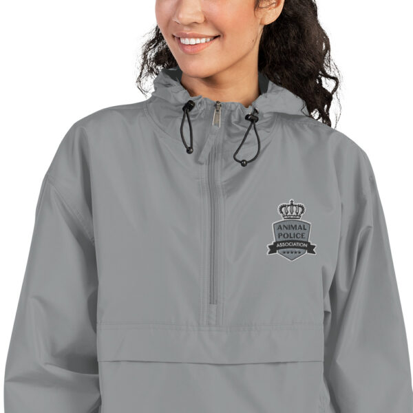 embroidered champion packable jacket graphite zoomed in 60a65722a3c53 - Animal Police Association