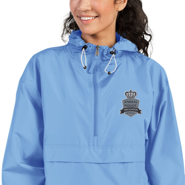embroidered champion packable jacket light blue zoomed in 60a65722a3cfc - Animal Police Association