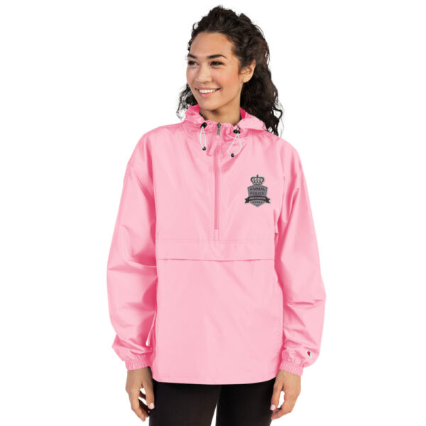 embroidered champion packable jacket pink candy front 60a65722a3e96 - Animal Police Association