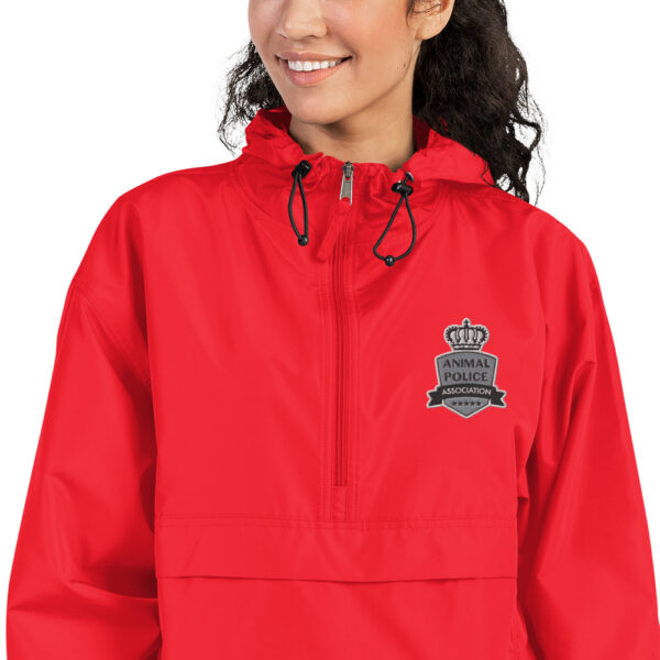 embroidered champion packable jacket scarlet zoomed in 60a65722a3afa - Animal Police Association