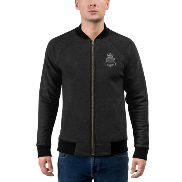 unisex bomber jacket heather black front 60a656db5458e - Animal Police Association